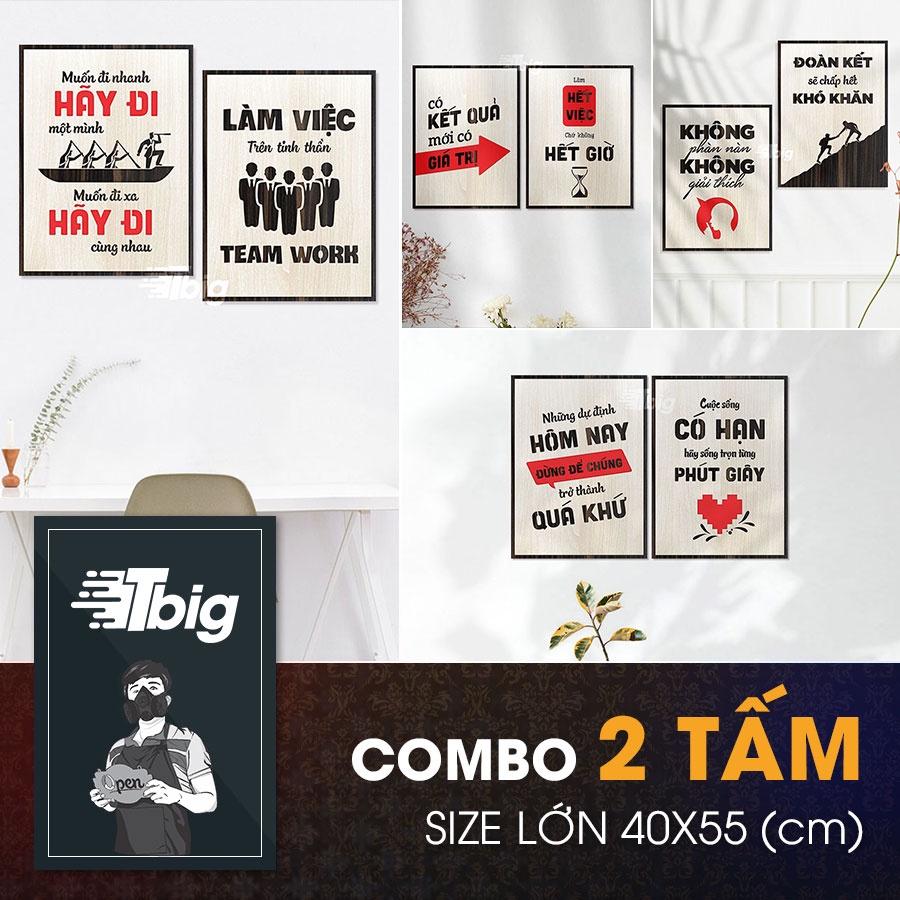 25 cặp tranh slogan set 2 tấm treo tường trang trí tạo động lực trang trí văn phong công ty