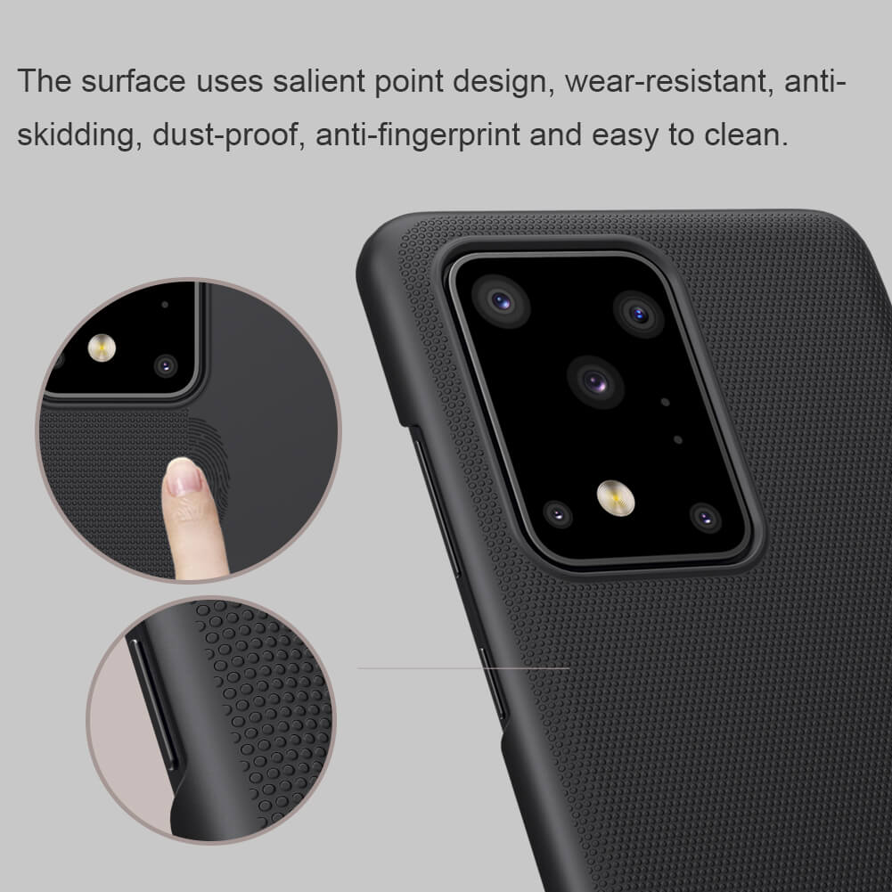 Ốp Lưng Sần chống sốc cho Samsung Galaxy S20 Ultra hiệu Nillkin Super Frosted Shield (Đính kèm giá đỡ hoặc miếng dán từ tính) - Hàng Chính Hãng