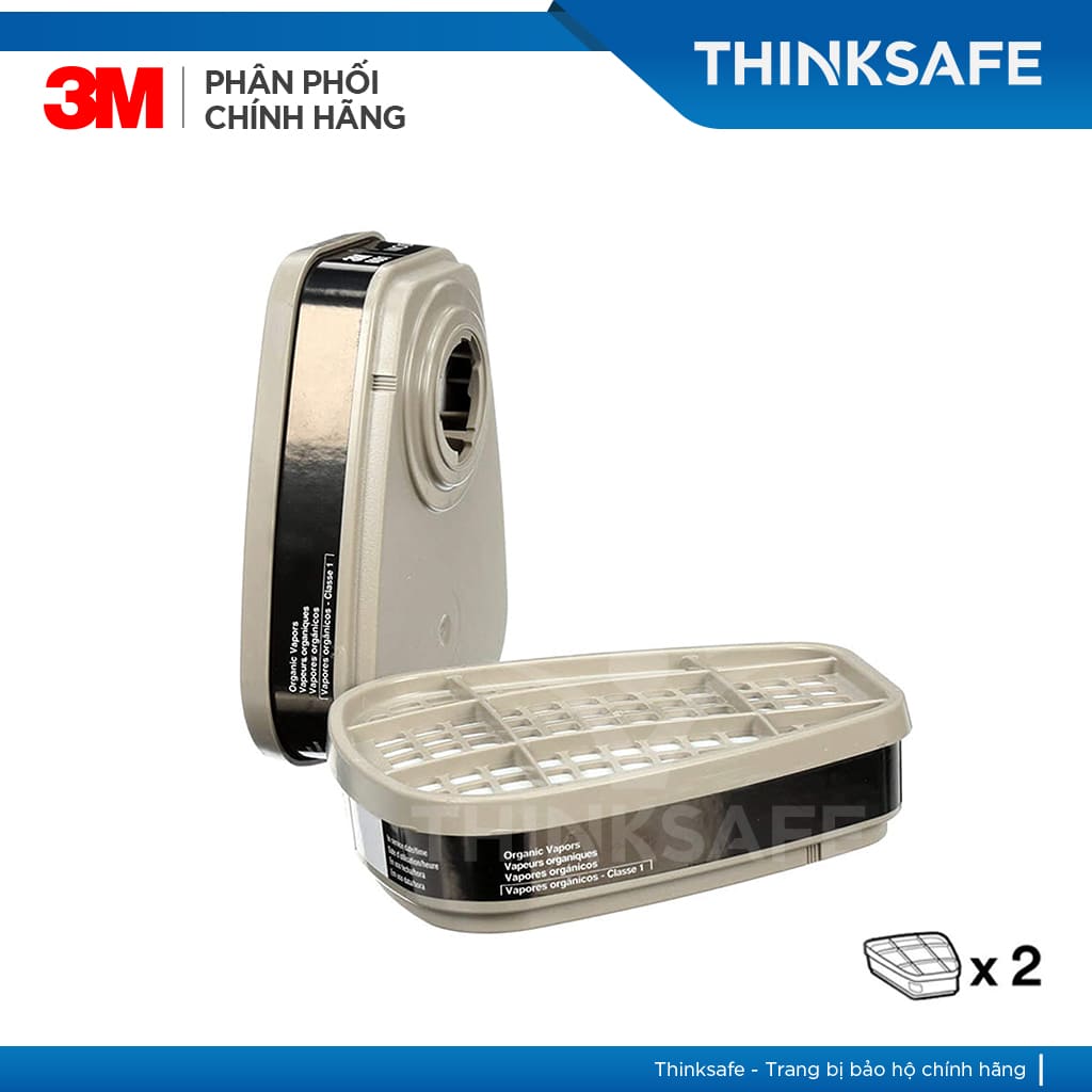 Mặt nạ phòng độc 3M Thinksafe, chống độc, lọc bụi siêu mịn, xịt sơn, lọc hóa chất, bảo vệ hô hấp, chính hãng - 6200/6001