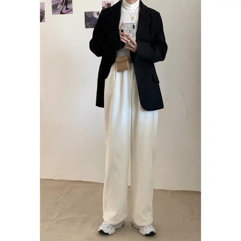 Quần Ống Rộng Nữ Cạp Cúc Nhung Tăm Cullotes Nhiều Màu Fullsize Ulzzang
