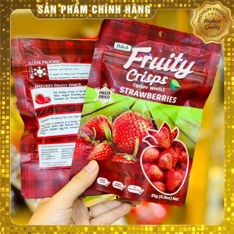 Dâu Tây Sấy - Ăn vặt văn phòng, Ăn KETO - Nhập khẩu Úc DJ&amp;A 25g - Freeze Dried Strawberries Australia