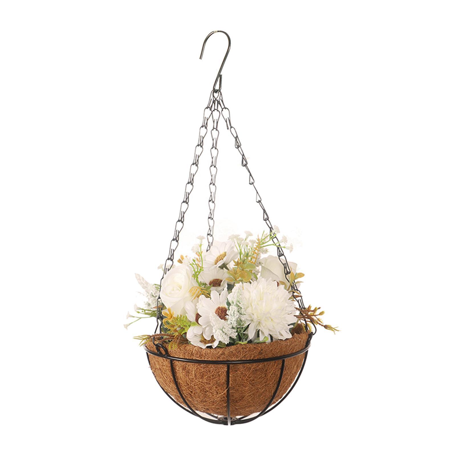 Flower Basket Wreath Spring Wreath Artificial Flower Arrangement Door Hanger Basket Wreath Farmhouse Wreath for Wedding Porch Outside Party