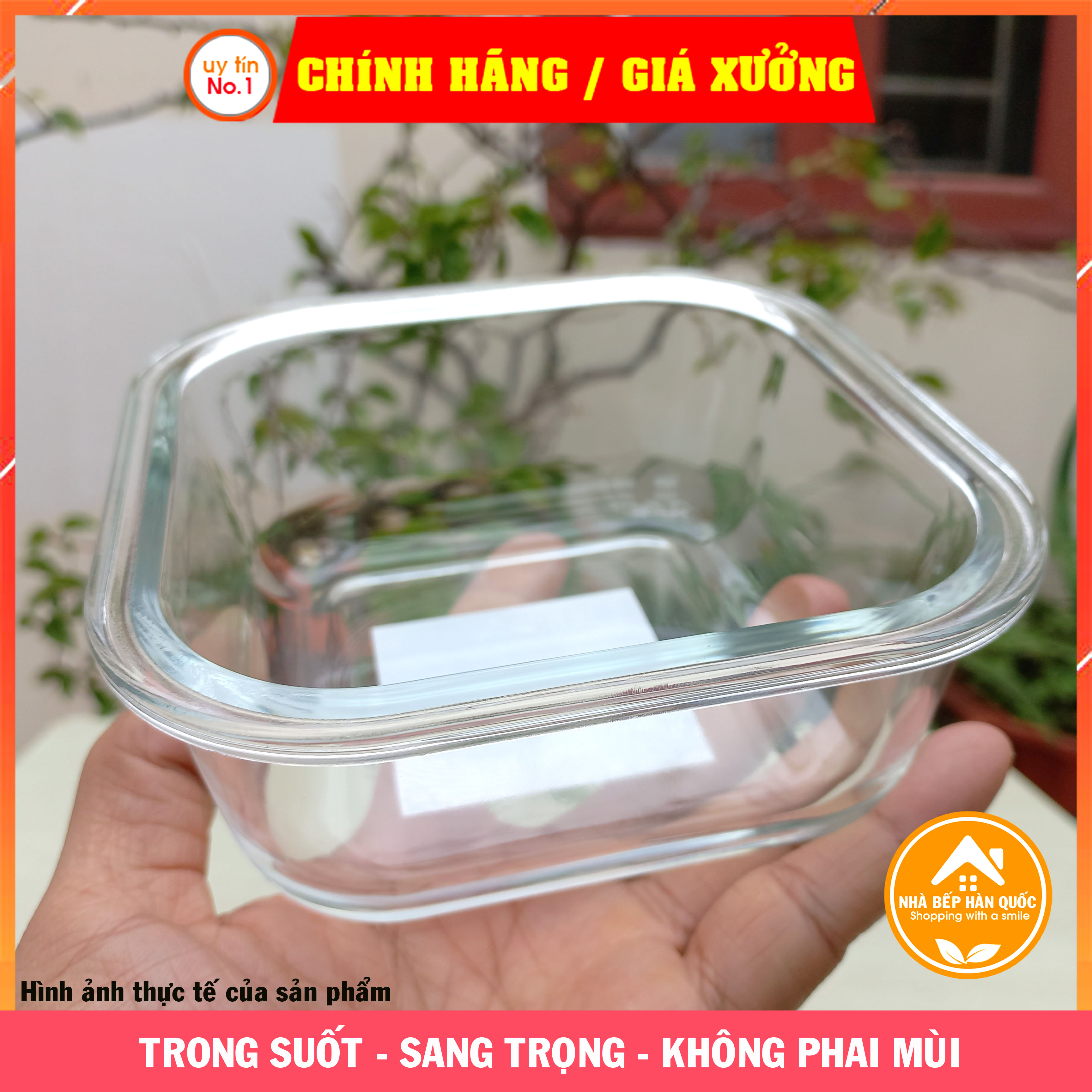 Hộp đựng thực phẩm Lock&amp;Lock chính hãng bằng thuỷ tinh LLG238 320ml LLG239 520ml LLG242 800ml nắp màu đỏ