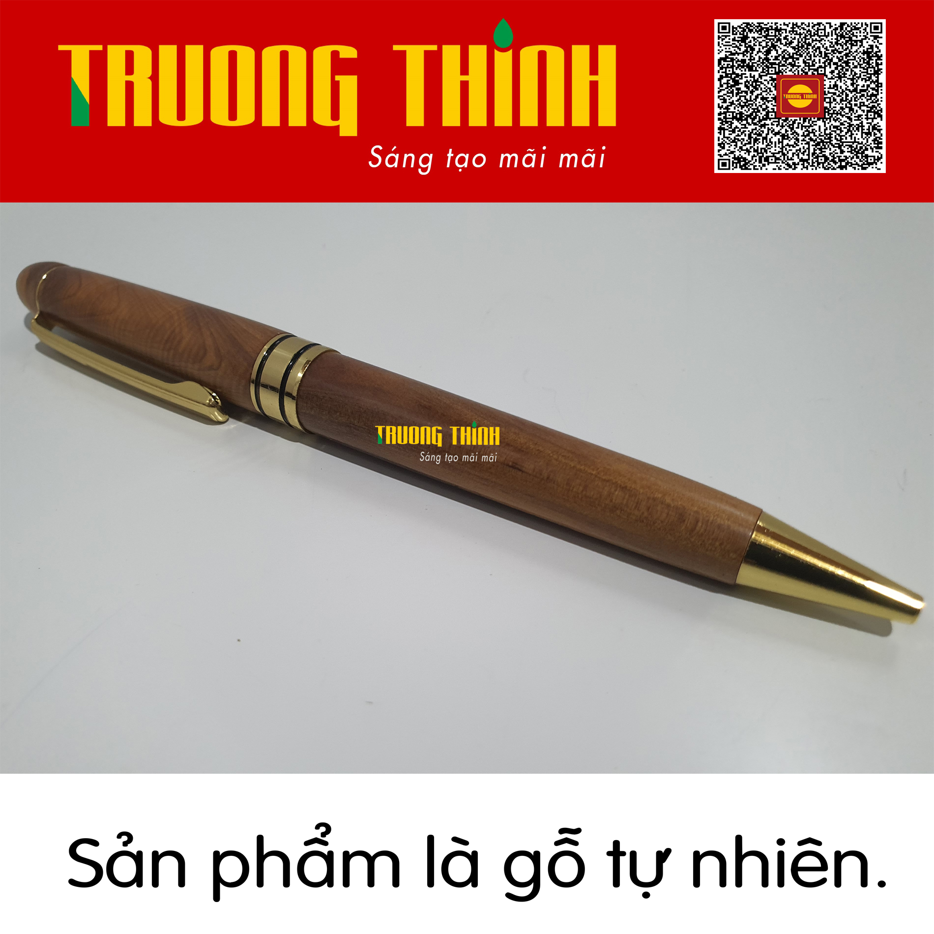 Bút Ký Gỗ Bách Xanh Cao Cấp Trường Thịnh Chính Hãng Đẳng Cấp Doanh Nhân Gắn Đồng Nguyên Khối. Loại Rút 14.5 cm