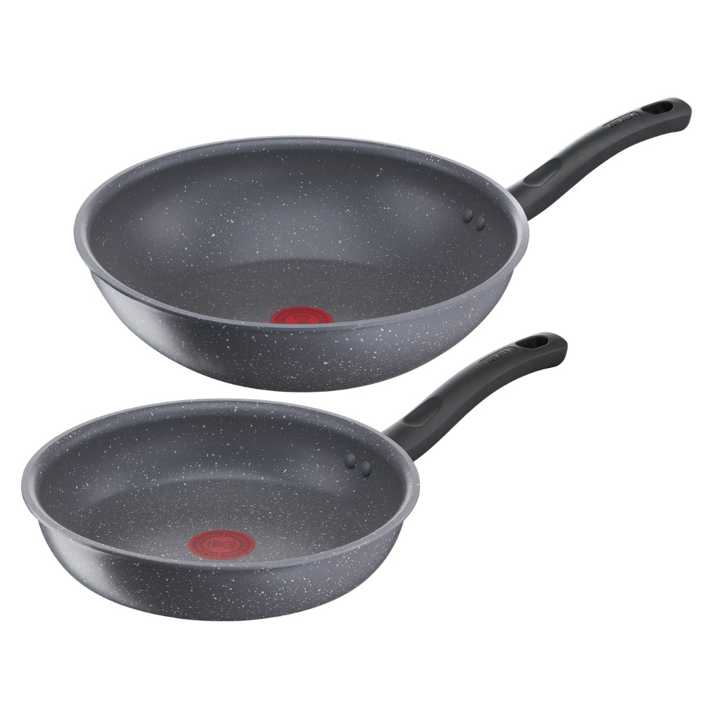 Bộ 2 chảo chống dính đáy từ vân đá Tefal Cook Healthy dùng cho mọi loại bếp (24cm, 28cm) - Hàng chính hãng