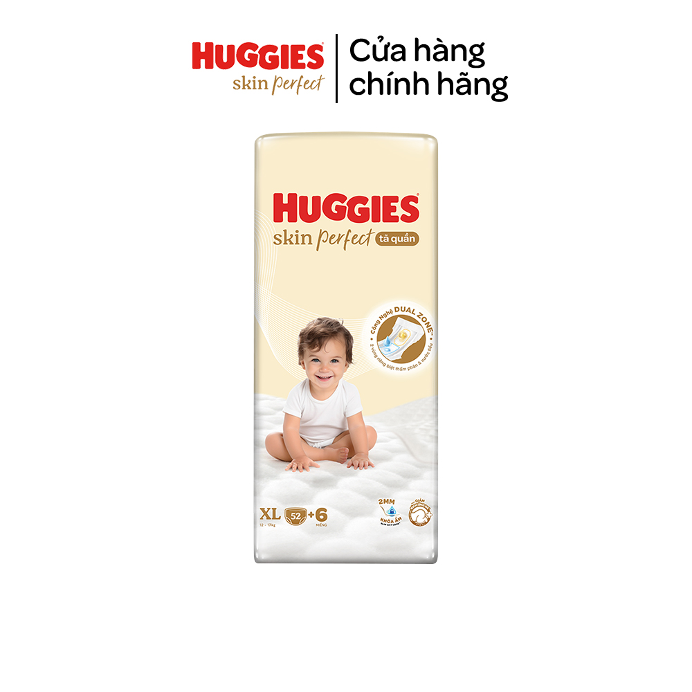 Tã/ Bỉm Quần Huggies Skin Perfect M/L/XL/XXL Super Jumbo Với 2 Vùng Thấm Giảm Kích Ứng Da