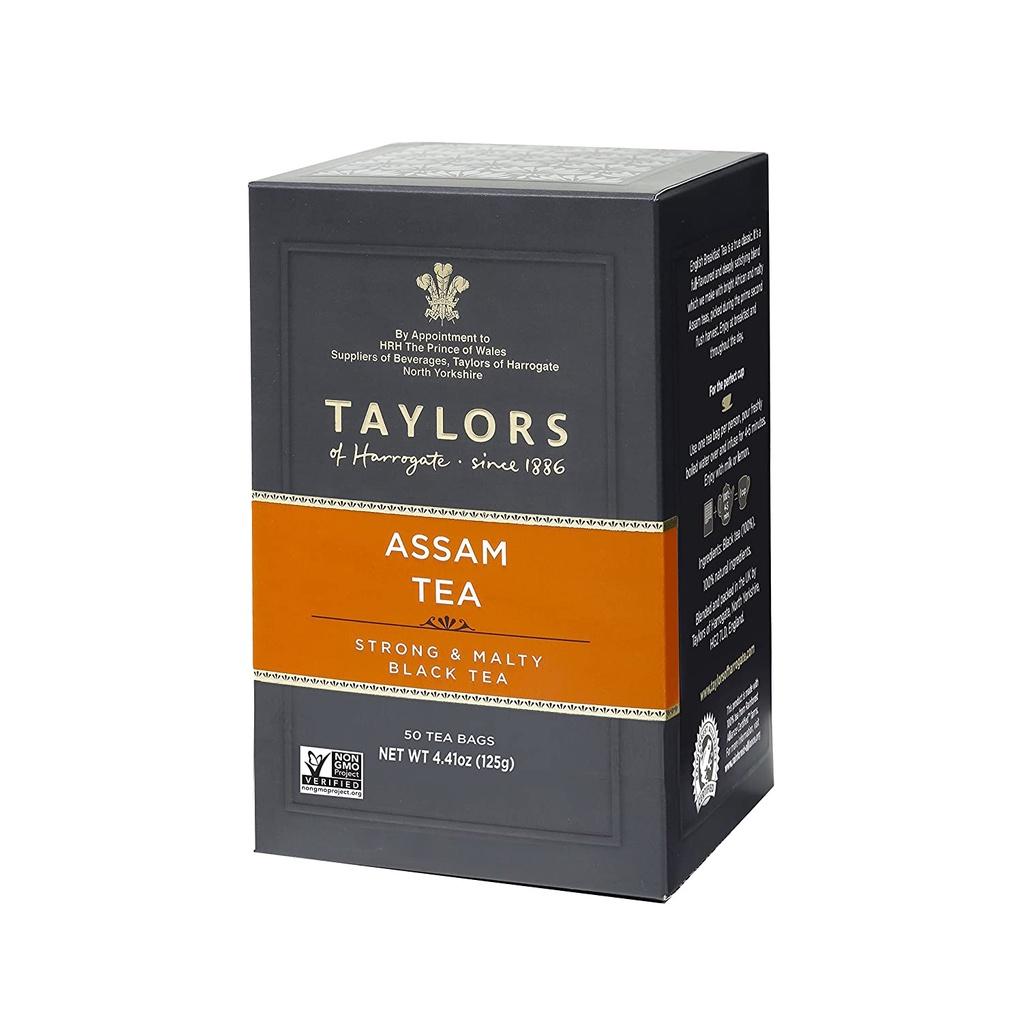 HỘP 50 TÚI LỌC TRÀ ĐEN ASSAM NGUYÊN CHẤT Taylors of Harrogate Pure Assam, Black Tea, Strong &amp; Malty, Non-GMO, 125g