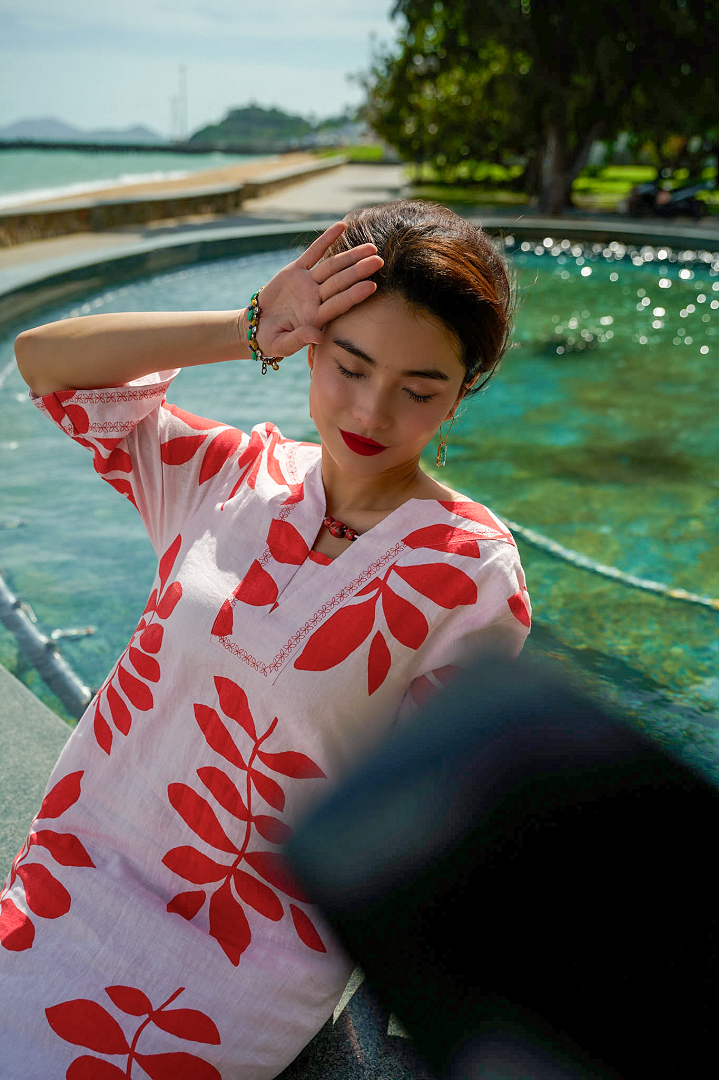 Đầm Suông Linen Thêu Phúc DRE233 thời trang thiết kế Hity