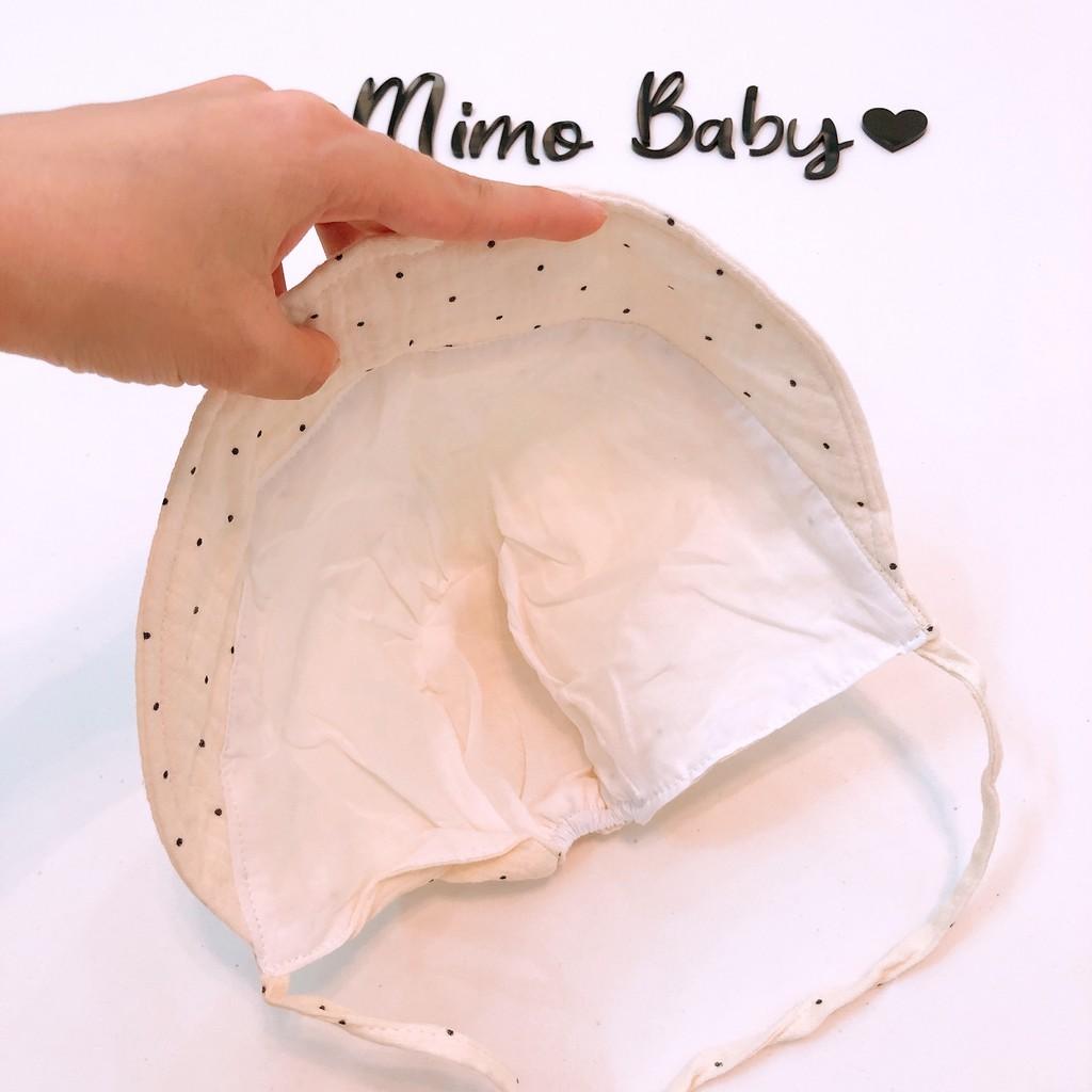 Mũ tiểu thư vải đũi vintage cho bé (0-12m)