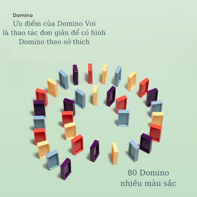Xe Voi Domino Thả Khối- Tự Động - Có Nhạc Đèn - An Toàn Cho Trẻ