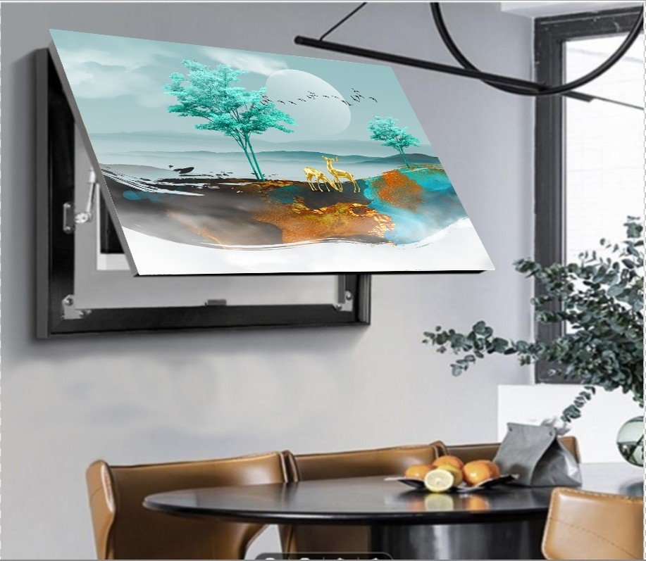 Tranh Che Ổ Điện Nhiều Mẫu Hươu Hiện Đại Phù Hợp với Phòng Khách, Nhà Hàng, Văn Phòng