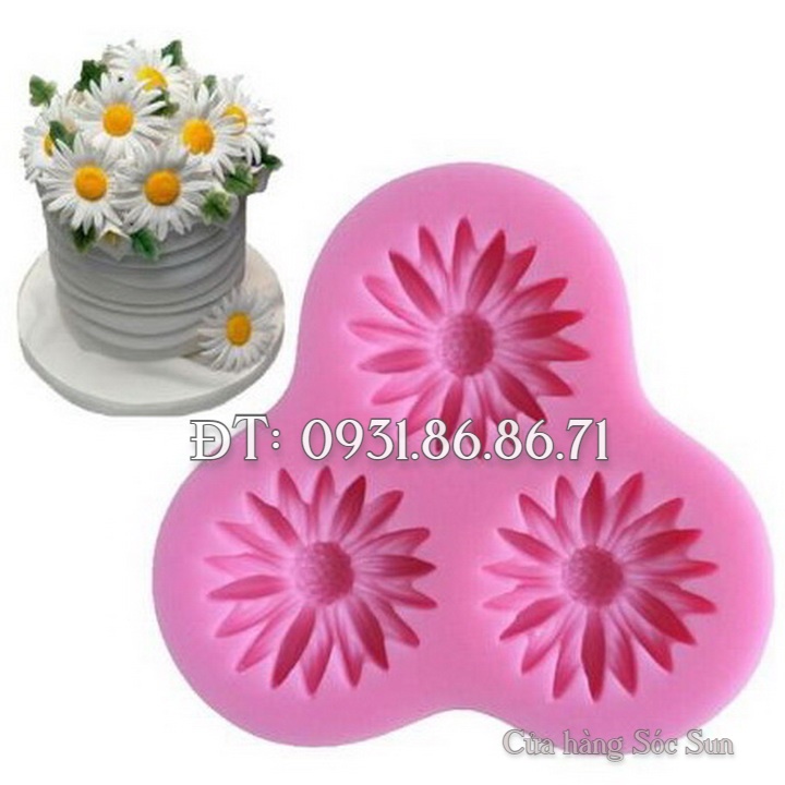 Khuôn silicon 3 hoa cúc - Mã số 1049
