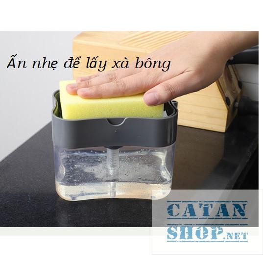 ️TẶNG MIẾNG RỬA CHÉN️ Khay đựng xà bông rửa chén, Hộp ấn lấy xà bông tiện lợi GD314-KhayMutRC