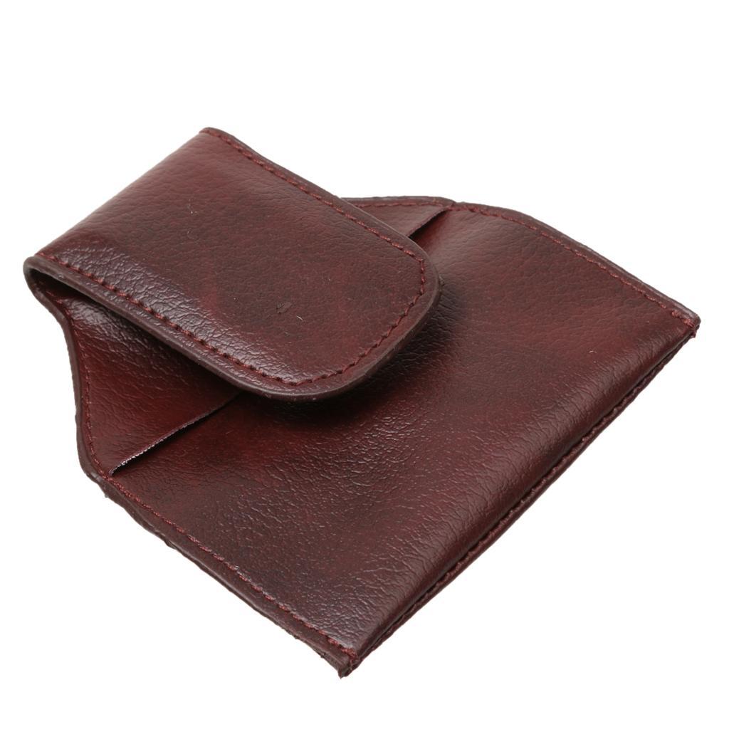 3x Billiard Snooker Pool Cue PU Leather Chalk Holder Pouch Bag Clip Brown