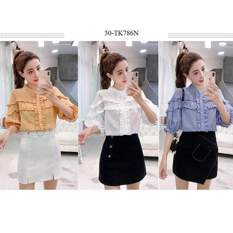 TK745-ÁO SƠ MI VIỀN BÈO TAY LỠ S-6XL
