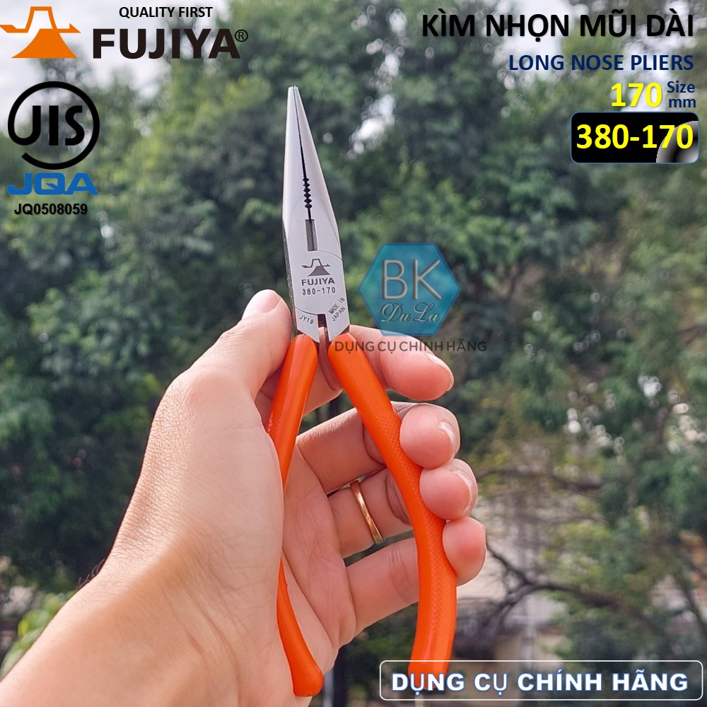 [Sản xuất tại Nhật] Kìm nhọn mũi dài 7inch/ 170mm Fujiya 380-170 - Kiềm cắt dây thép dây đồng