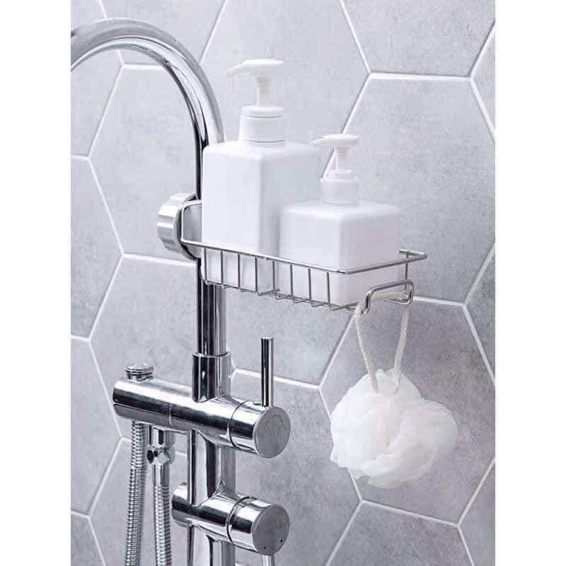 Khay Inox Gắn Vòi Rữa Chén, Lavabo, Kệ Giá Treo Để Đồ, Dụng Cụ Đa Năng Tiện Dụng