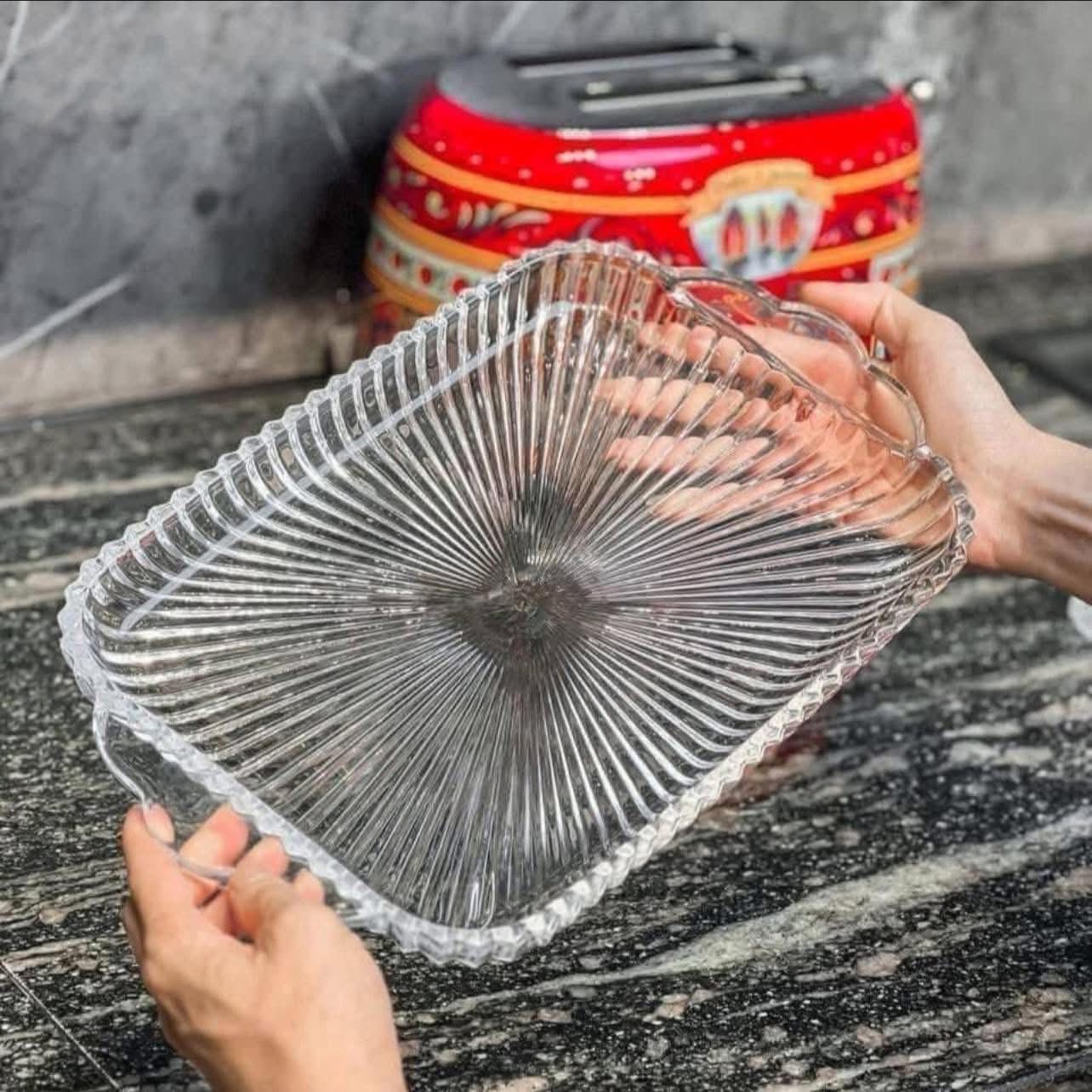 KHAY ÚP CỐC THUỶ TINH CAO CẤP KÍCH THƯỚC 38 x 22CM Hàng chính hãng