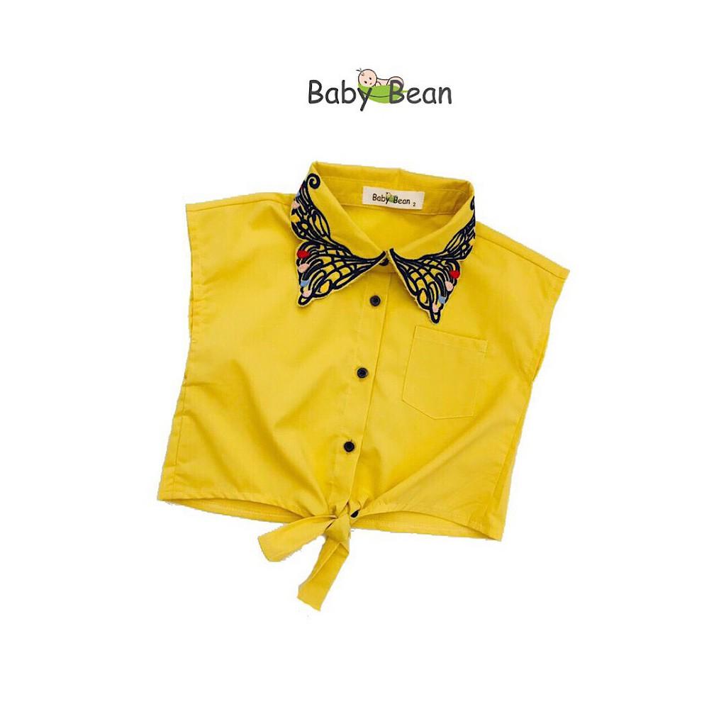 Áo Sơ Mi Croptop Cổ Thêu Cánh Bướm bé gái BabyBean