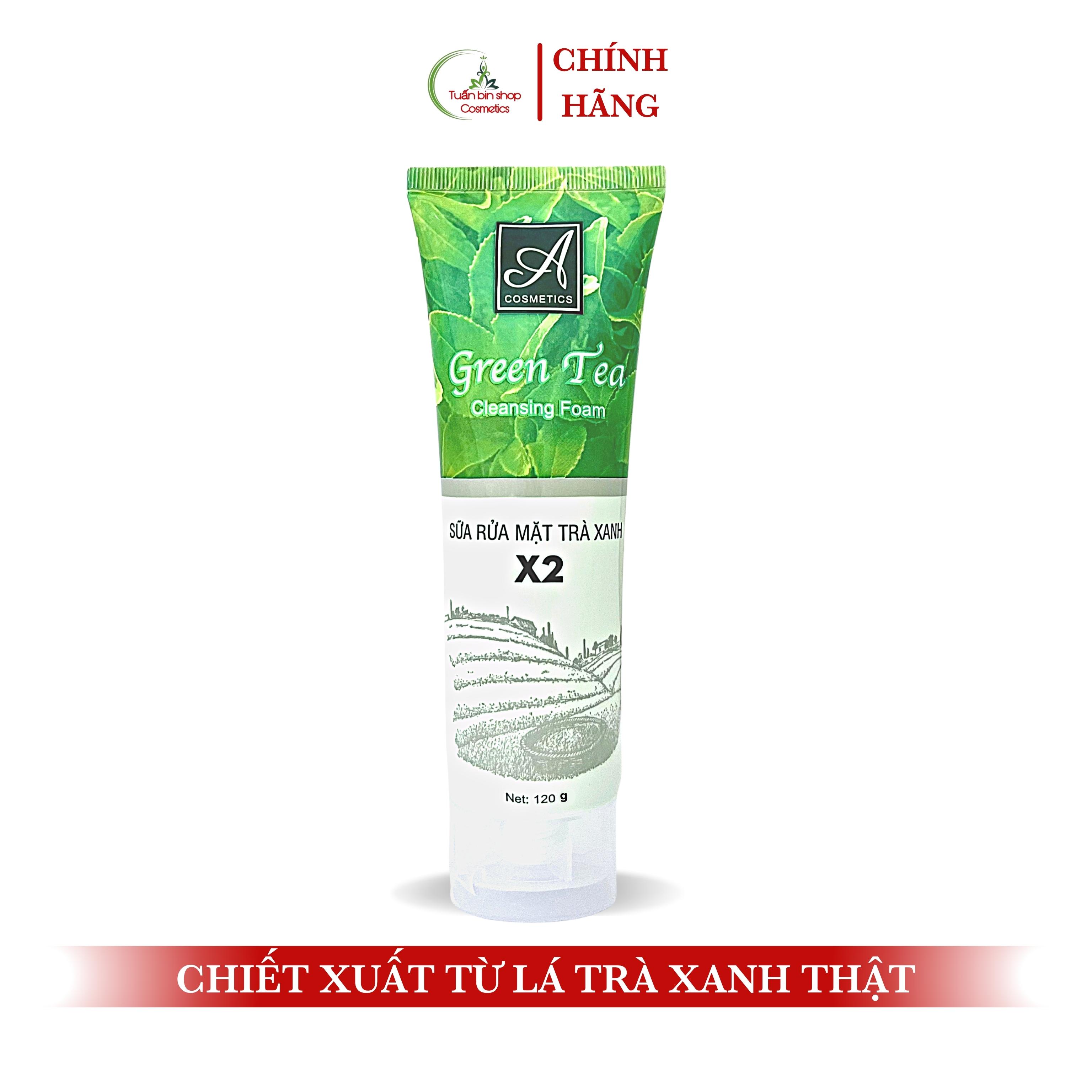 Sữa rửa mặt trà xanh x2 Acosmetics, kiềm dầu, sạch bã nhờn, làm trắng da 120g