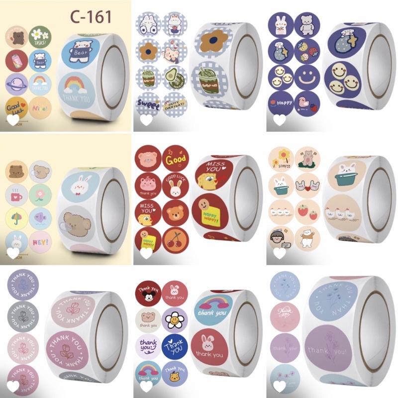 Cuộn 500 stickers nhãn tròn dùng để dán trang trí hoặc gói hàng cảm ơn