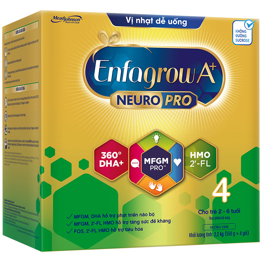 Sữa bột Enfagrow A+ NeuroPro 4 với 2’-FL HMO cho trẻ từ 2 – 6 tuổi – 2.2kg