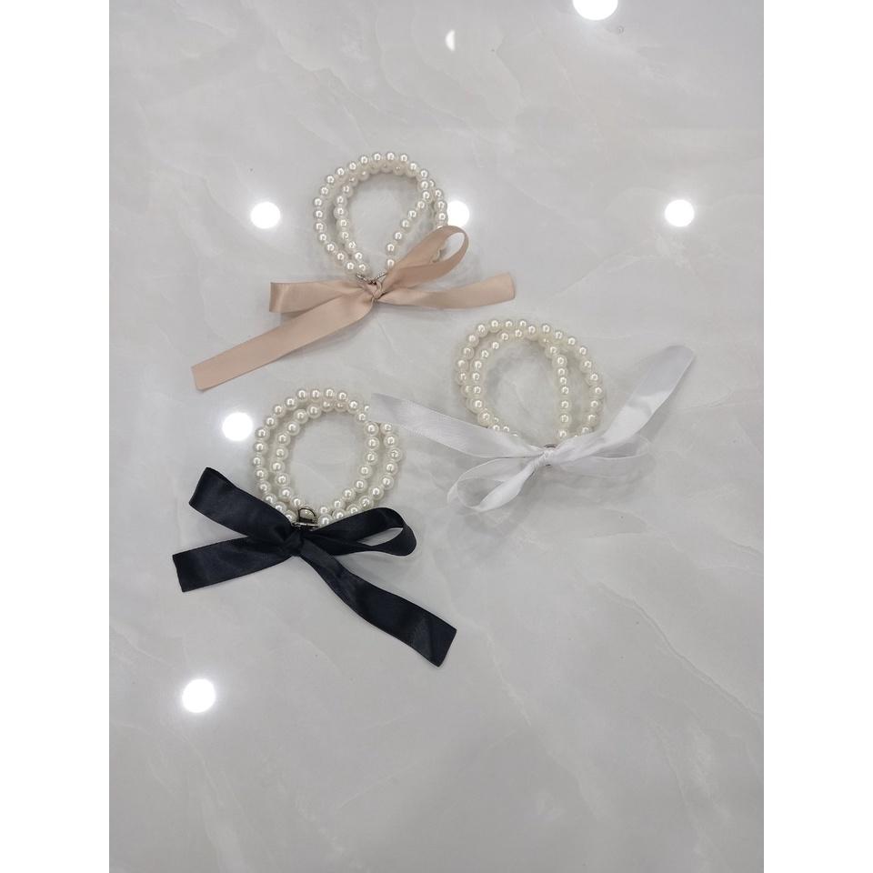 Dây phụ kiện chuỗi ngọc buộc nơ ruy băng thay thế quai giày vòng qua cổ chân siêu đẹp thời trang chắc chắn