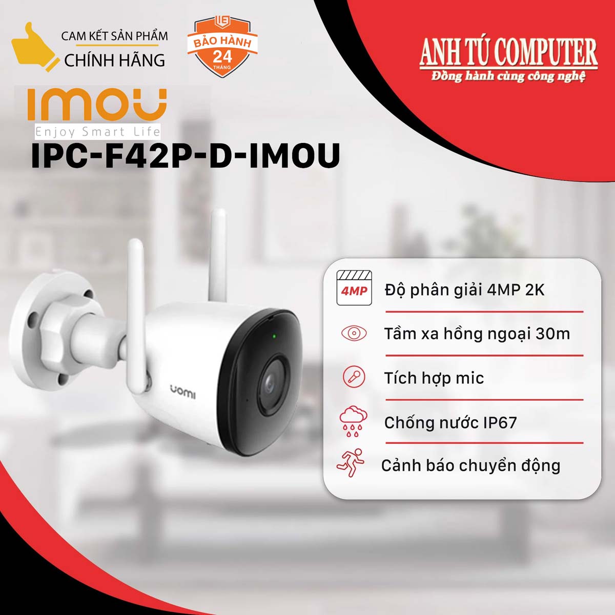 Camera Wifi 4 MP Imou IPC-F42P hỗ trợ Hotspot hàng chính hãng