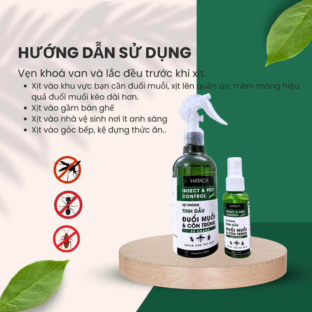 ( Thơm phòng/ đuổi muổi ) Bình xịt đuổi muỗi, côn trùng HATACA -100% thiên nhiên