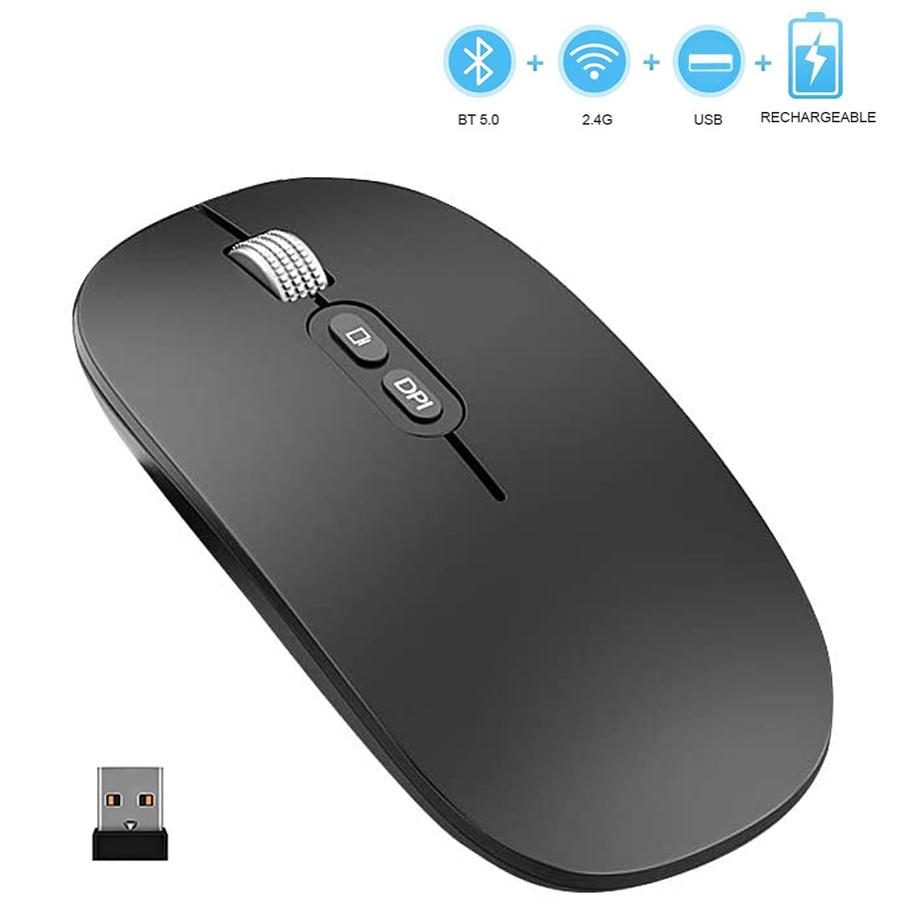 Chuột Bluetooth Không Dây Mỏng Chế Độ Kép sạc Không Dây Chuột 3 DPI Có Thể Điều Chỉnh Dành Cho Laptop Mac