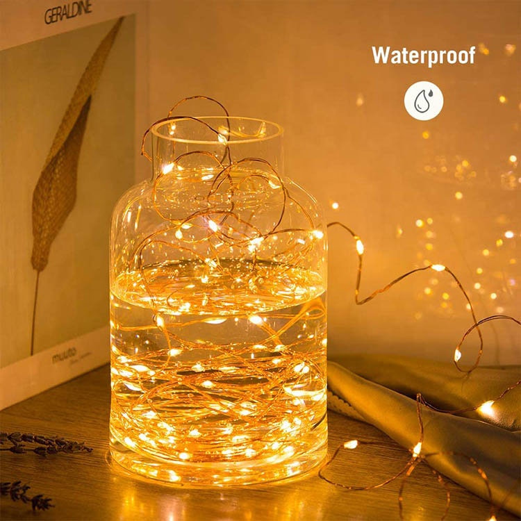 Dây đèn led đom đóm trang trí pin không nháy tiểu dây bóng đèn fairy light cao cấp, tinh tế sang trọng decor phòng, du lịch, lều trại, luôn sáng - Chính hãng DEHA