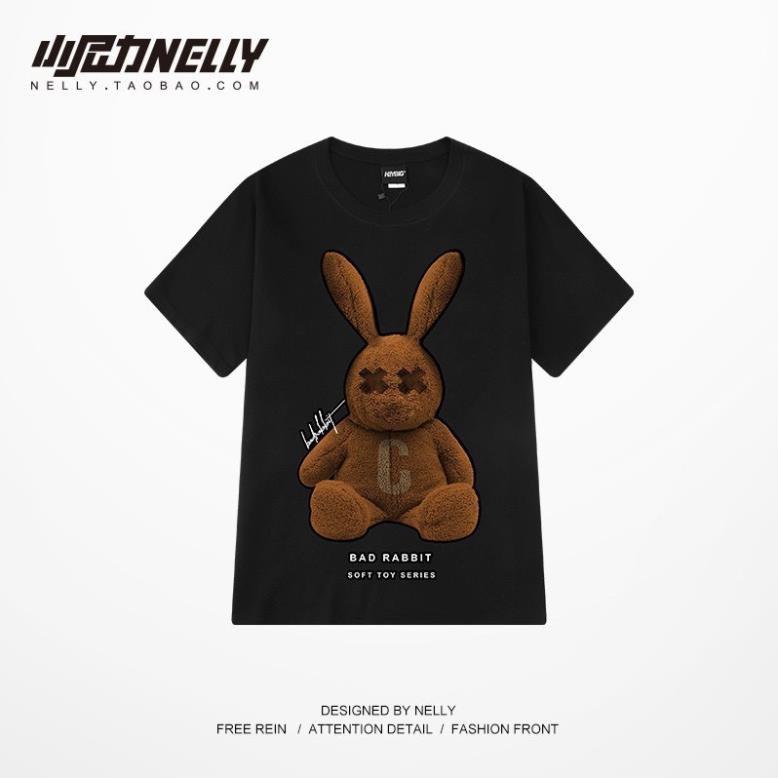 Áo thun tay lỡ dáng Unisex form rộng phong cách Ulzzang hình thỏ rabbit