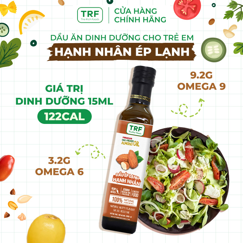 Dầu Ăn Ép Lạnh Hạt Hạnh Nhân Tự Nhiên Bổ Sung Vitamin The Rich Foods 250ml