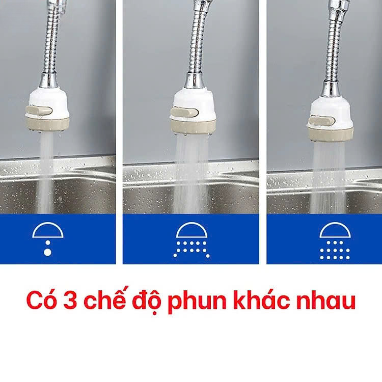 Bộ đầu nối vòi rửa chén tăng áp 3 chế độ