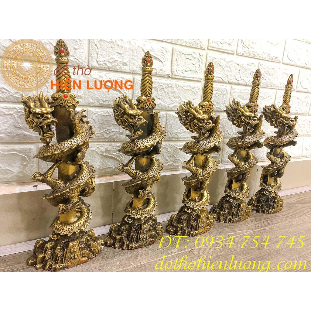 Rồng Cuộn Kiếm Bằng Đồng Cao 40cm