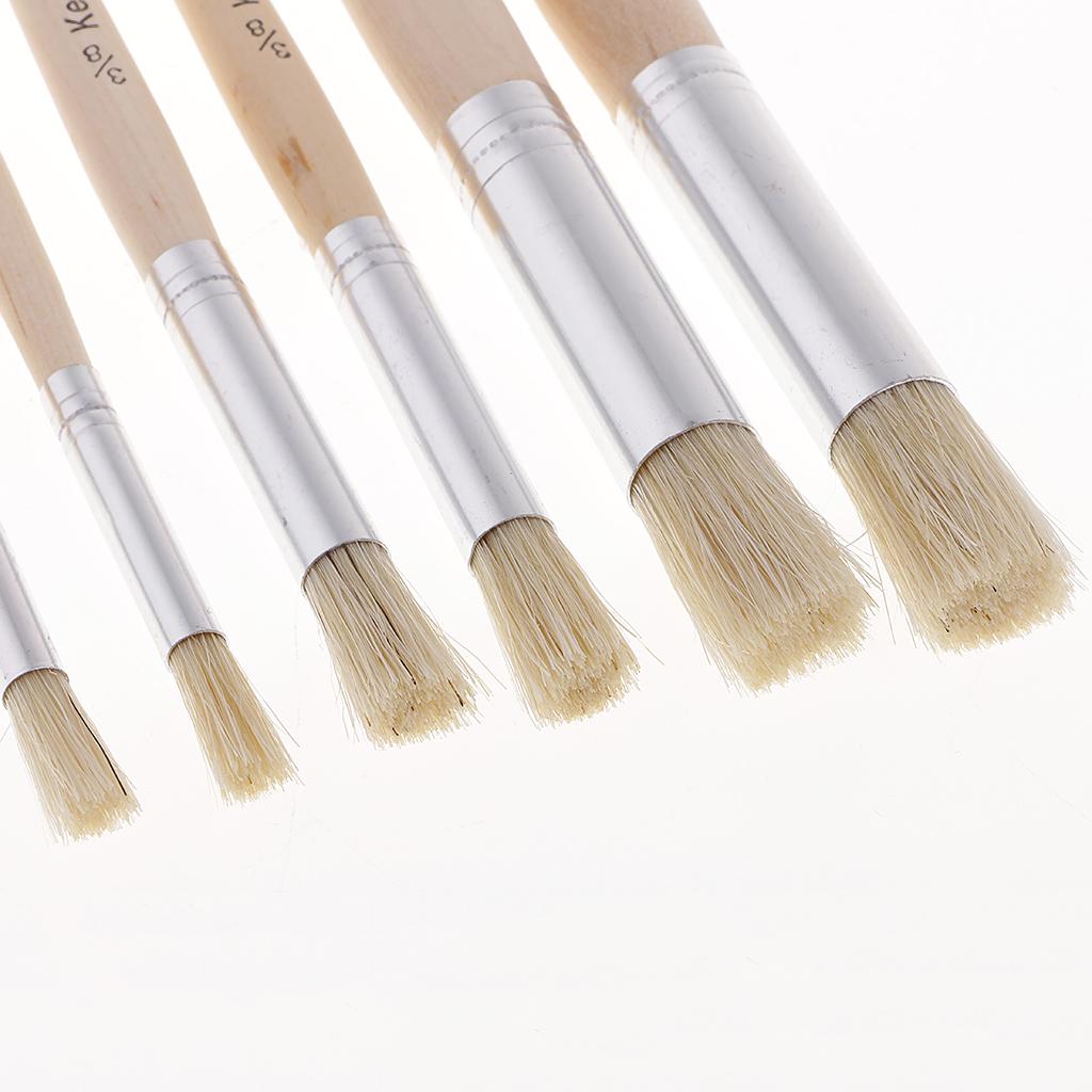 6pcs/set Round Wooden Handle Bristle Hair Oil Acrylic Painting Brush Brushes