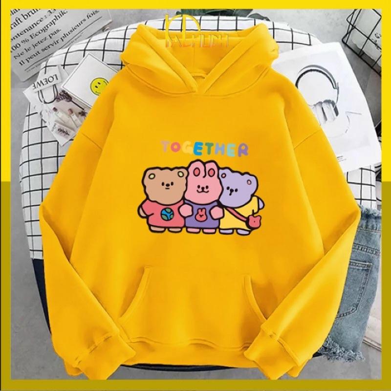 Áo khoác hoodie in TOGETHER nhiều màu vải nỉ size 40-70kg cho cả nam và nữ