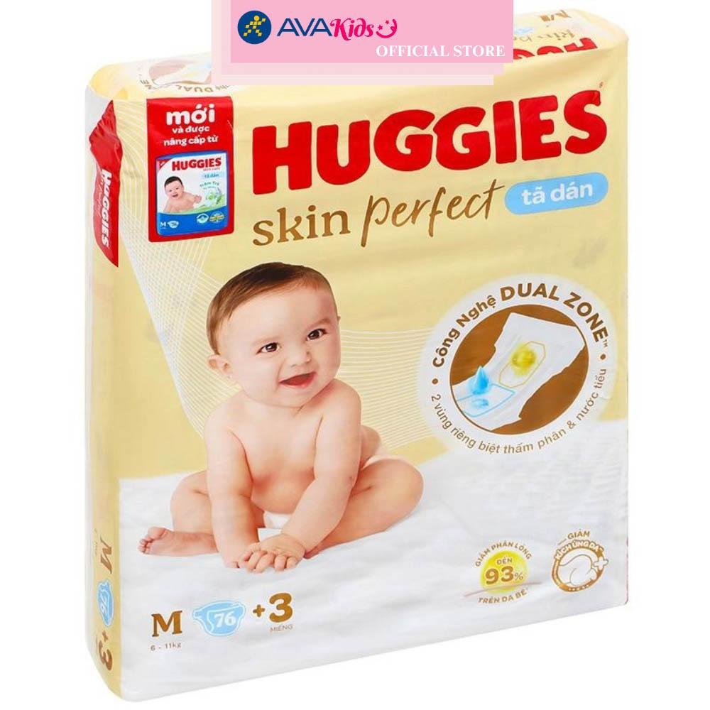 Tã dán Huggies Skin Perfect size M 76 + 3 miếng (6 - 11 kg) - Giao bao bì ngẫu nhiên