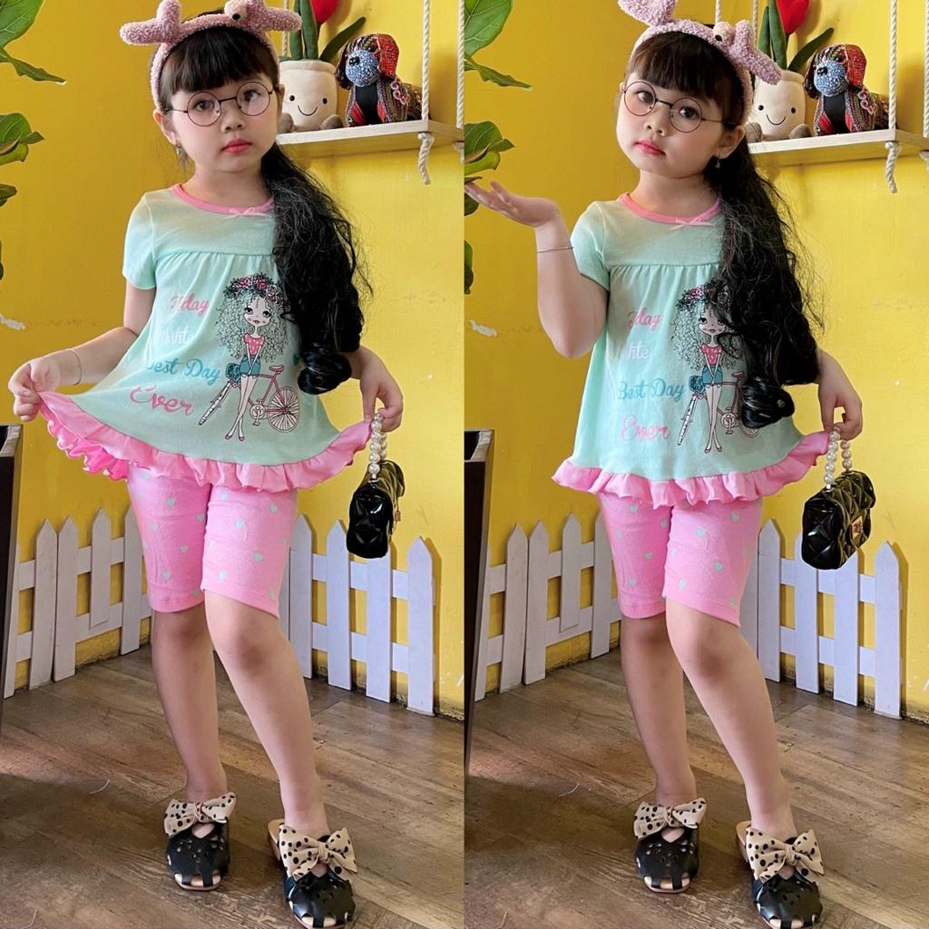 Bộ Babydoll cotton borip xuất mịn mát cho bé Gái, Hình in sắc nét, họa tiết Hot hit bé nào cũng mê tít