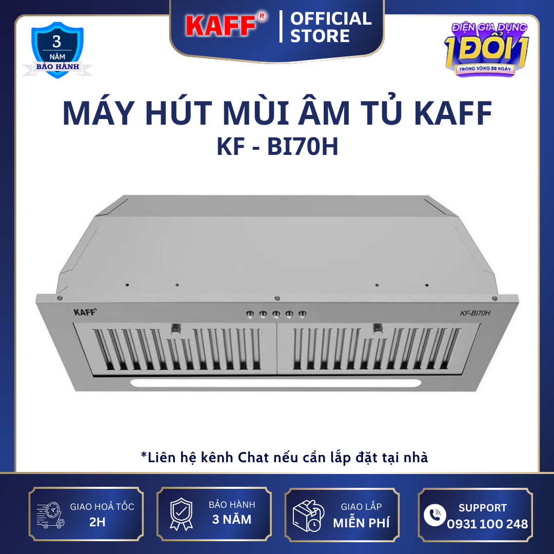 Máy hút mùi âm toàn phần mặt kính 700mm KAFF KF-BI70H - Hàng Chính Hãng