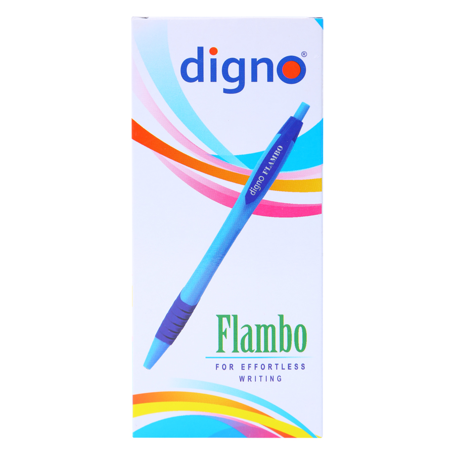 Hộp 10 Cây Viết Bi Gel Đậy Nắp Digno Flambo - Mực Xanh