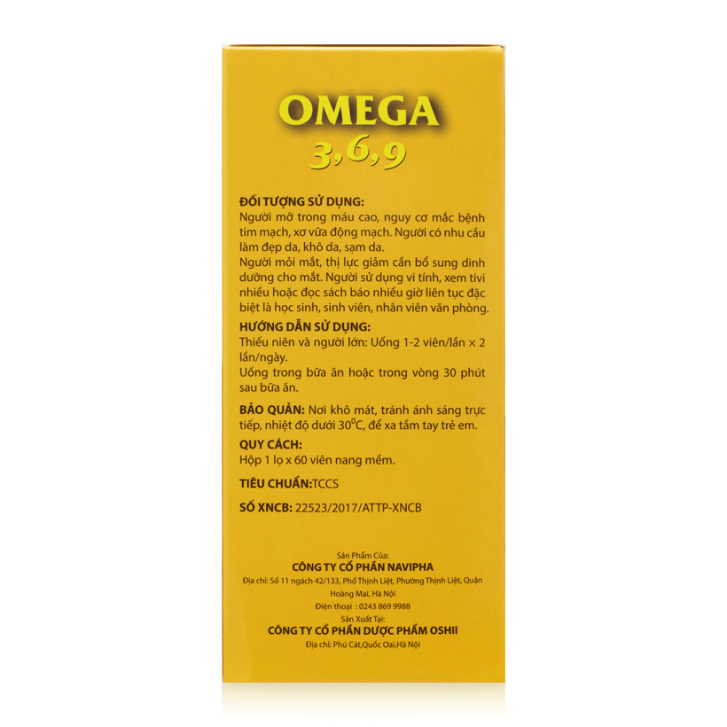 Viên Uống Omega 3, 6, 9 bổ não, tăng trí nhớ, sáng mắt ( 60 Viên )