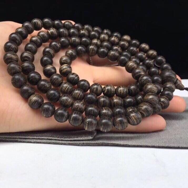 Vòng Tay Trầm Hương Chuỗi Tràng Hạt 108 6 7 8mm Trầm Sánh Chìm Việt - Trầm Hương Tự Nhiên