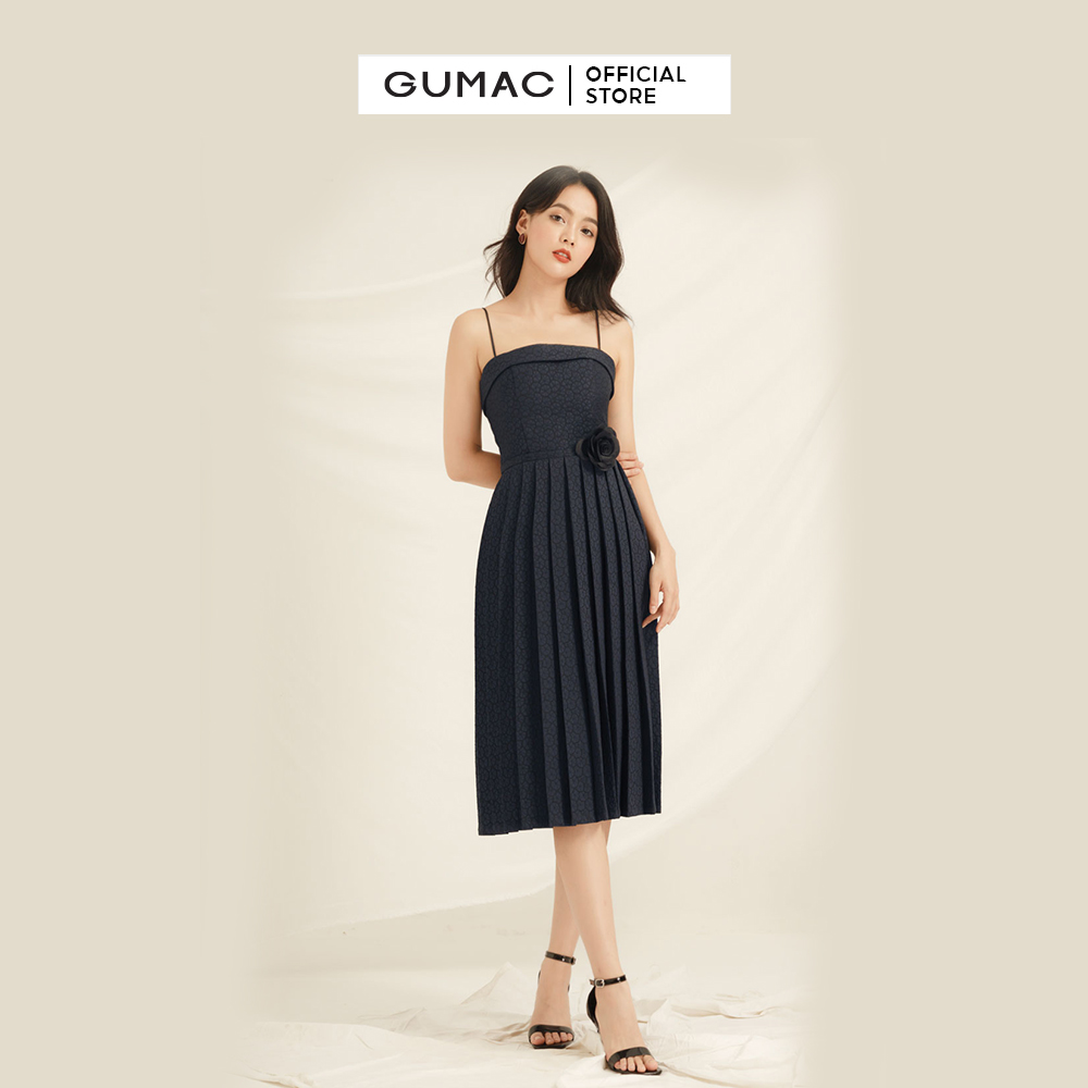 Đầm cao cấp nữ GUMAC DVA856 Luxury dập ly