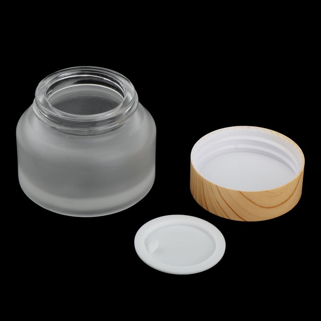 9pcs Clear Frosted Empty Cream Container Travel Cosmetic Lotion Pot Wood Lid