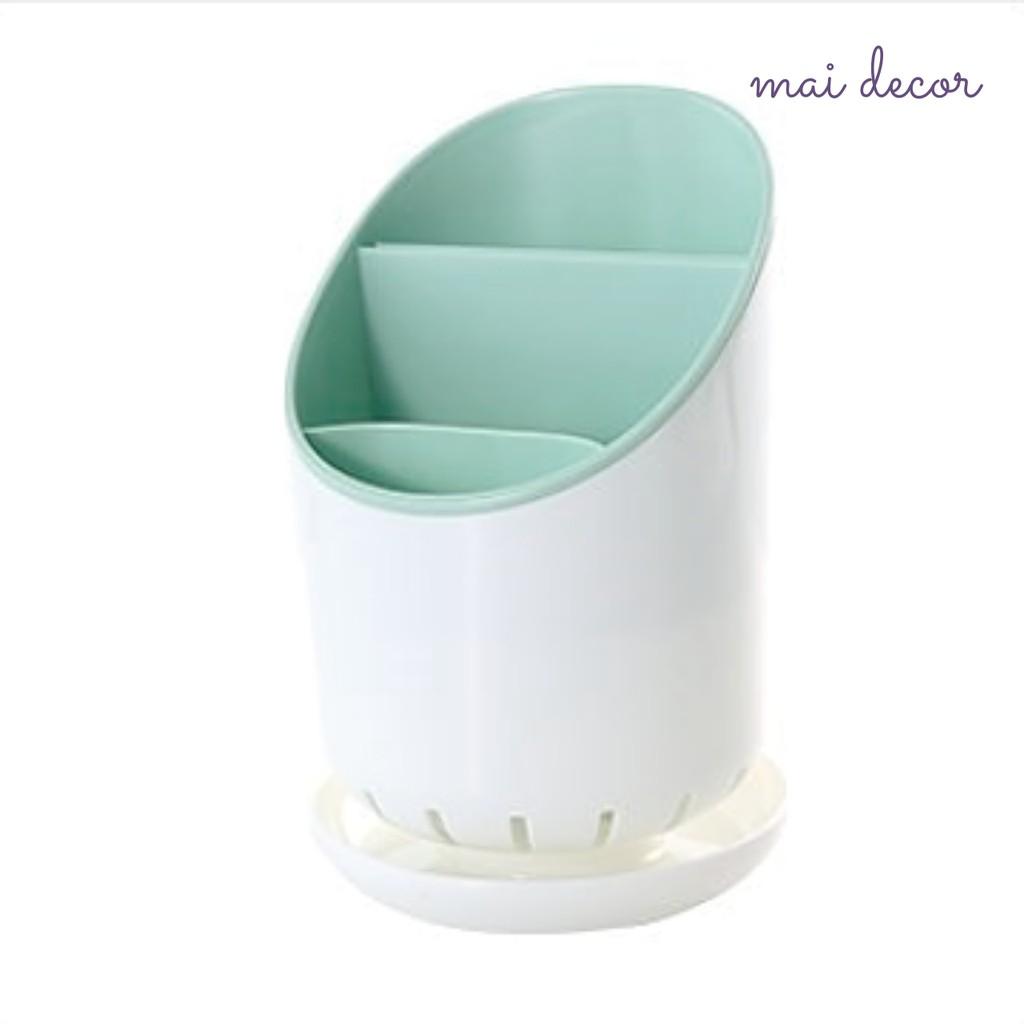 Ống đựng đũa muỗng nhựa PP thoát nước phong cách decor Bắc Âu