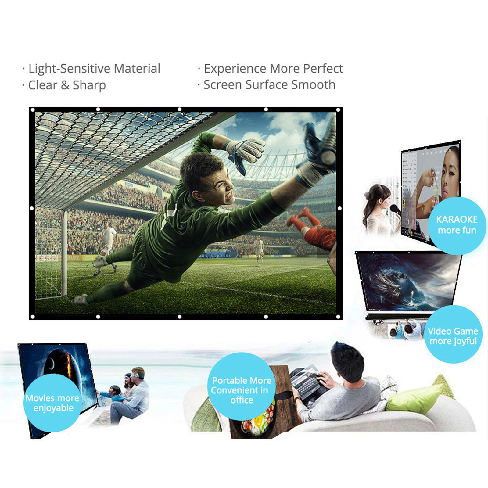Màn Hình Máy Chiếu Di Động H150 150 Inch HD 16: 9 White Dacron Có Thể Gập Lại