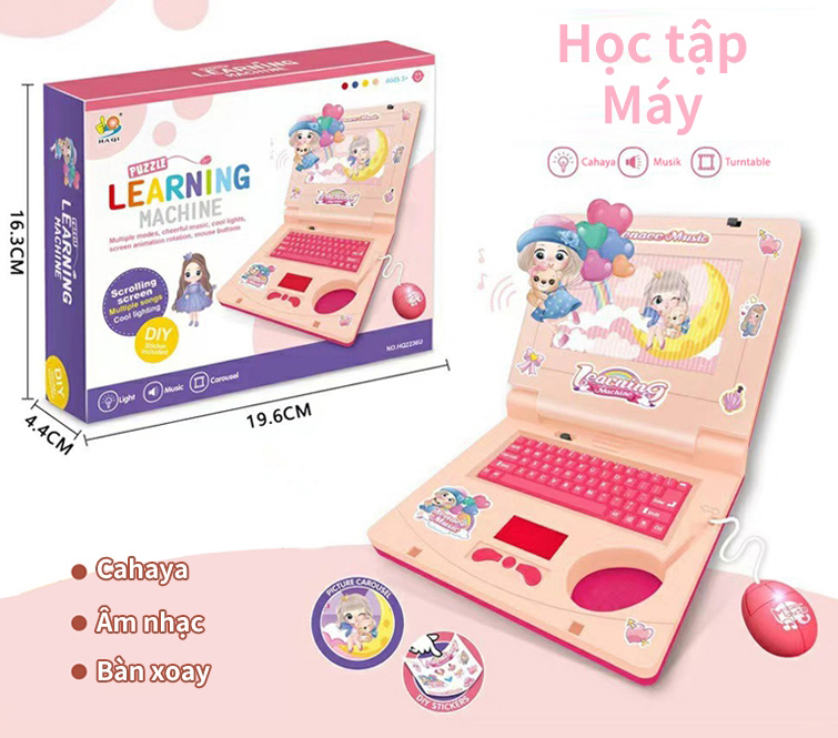 Đồ Chơi Máy Tính Laptop Cho Bé,  Có Chuột Kèm Đèn Led Phát Nhạc Giúp Dục Sớm Tránh Xa ĐT Cho Trẻ Em