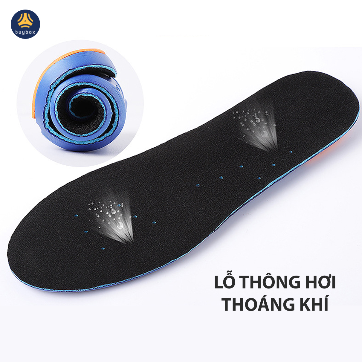 Lót giày thể thao EVA biết thở và có 2 đệm chịu lực hỗ trợ vận động thể thao - Đen phối xanh - buybox - BBPK155