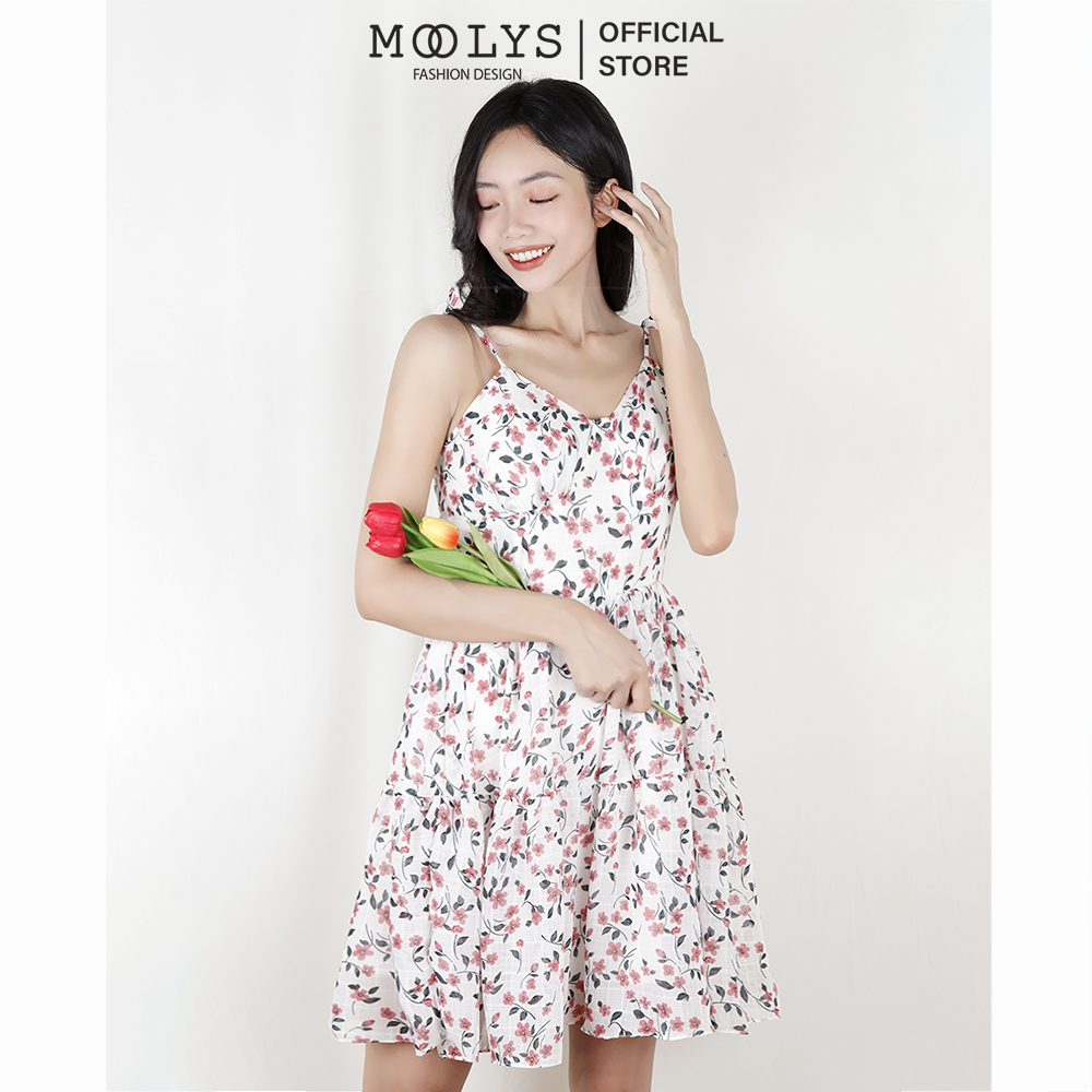 Đầm xoè hai dây hoa nhí dễ thương Moolys MD003